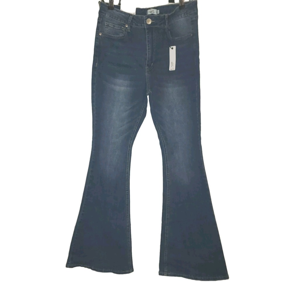 NWT  Wide Leg High Rise Jeans Blue Stretch Women's Rue21 Size 12